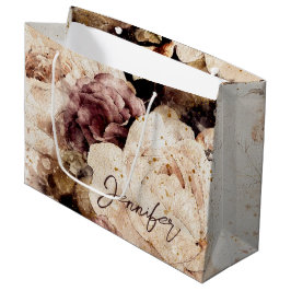 Sacola Para Presentes Grande Floral em Aquarela Mal-humorada com Nome
