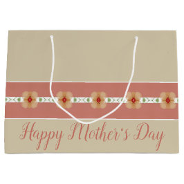 Sacola Para Presentes Grande Floral Laranja Elegante