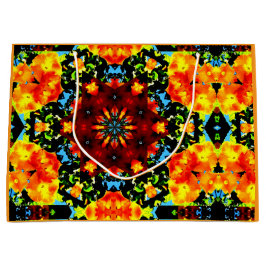 Sacola Para Presentes Grande Floral Orange