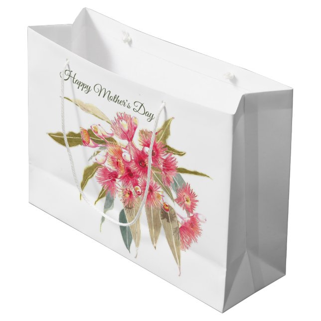 Sacola Para Presentes Grande Floral Rosa Dia de as mães Feliz Único (Frente inclinada)