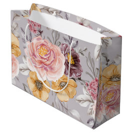 Sacola Para Presentes Grande Floral Rosa Moderno Elegante
