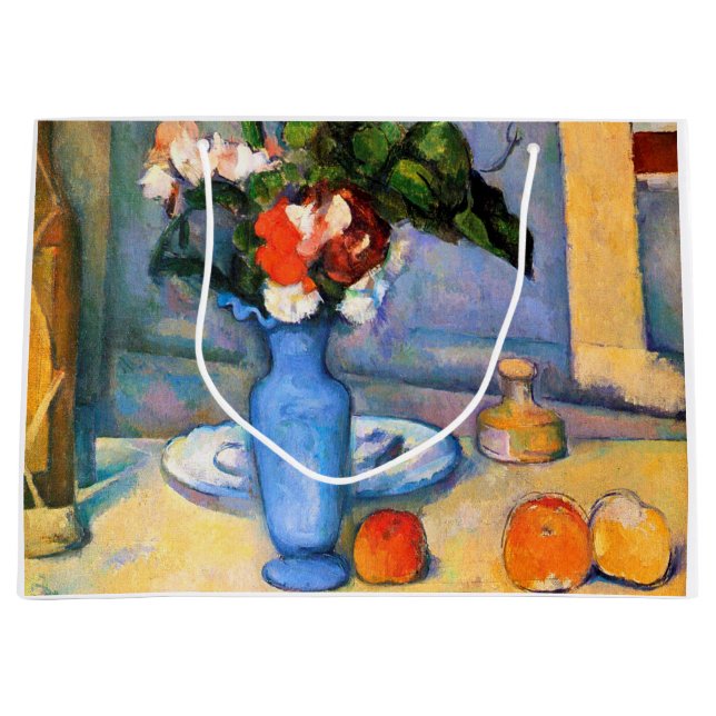 Sacola Para Presentes Grande Flores Azuis, Paul Cezanne (Frente)