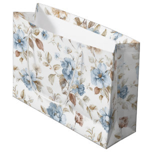 Sacola Para Presentes Grande Flores Azuis Românticas Lindas Casamento
