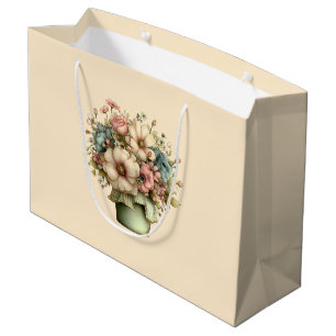 Sacola Para Presentes Grande Flores Caprichosas em um Vaso de Planta Cute Anive
