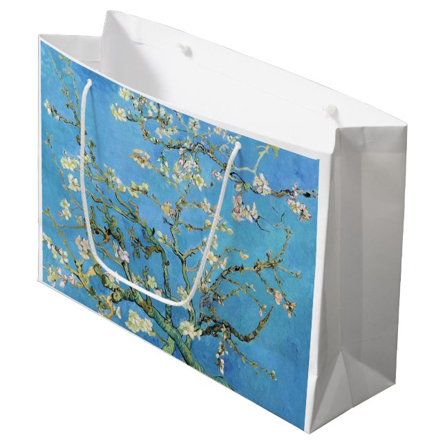 Sacola Para Presentes Grande Flores de Amendoeira Vincent Van Gogh (Frente inclinada)