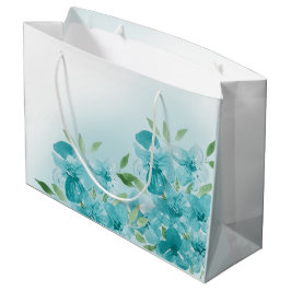Sacola Para Presentes Grande Flores de Campo de Cor de Água Azul Elegante Dusty