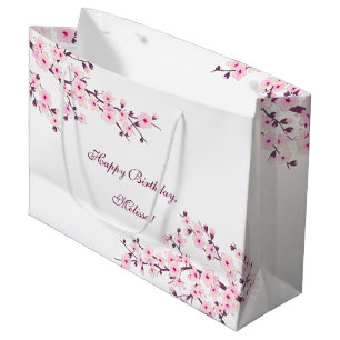 Sacola Para Presentes Grande Flores de Cerejeira Aniversário