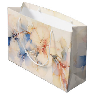 Sacola Para Presentes Grande Flores de Dogwood Abstratas em Aquarela