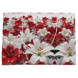 Sacola Para Presentes Grande Flores de Natal