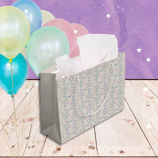 Sacola Para Presentes Grande Flores em cascata azuis e rosa