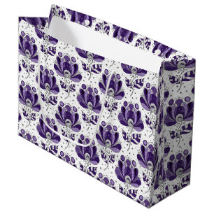Sacola Para Presentes Grande Flores em Tons de Roxo no Estilo de Arte Abstrata