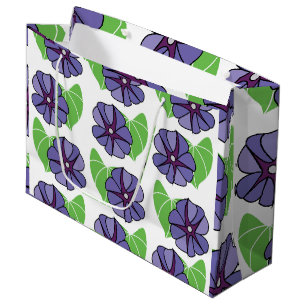 Sacola Para Presentes Grande Flores Florais de Ipoméia Azul