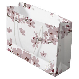 Sacola Para Presentes Grande Flores Flutuantes De Cereja 