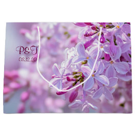 Sacola Para Presentes Grande Flores lilás rosa