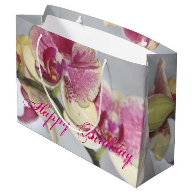 Sacola Para Presentes Grande Flores Orquídeas (Verso inclinado)