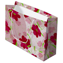 Sacola Para Presentes Grande Flores rosa e vermelha - Floral