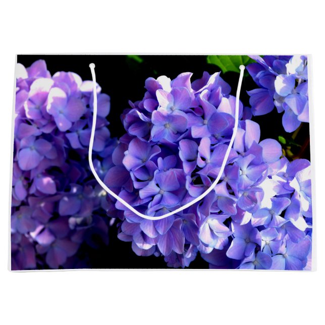 Sacola Para Presentes Grande Flores roxas profundas Elegantes hydrangeas (Frente)