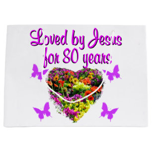 SACOLA PARA PRESENTES GRANDE FLORES SELVAGENS DE PURPLE AMADAS POR JESUS POR 80