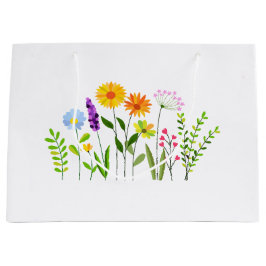 Sacola Para Presentes Grande Flores selvagens primavera Summer