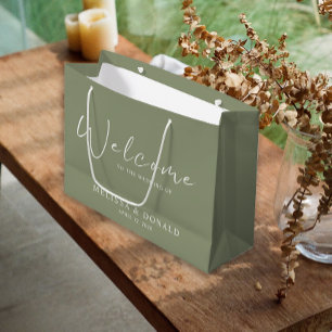 Sacola Para Presentes Grande Flores Verde Salgueiro Boho Bem-vindo Casamento