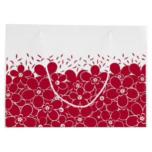 Sacola Para Presentes Grande Flores vermelhas margaridas sobre fundo branco