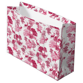 Sacola Para Presentes Grande Floresta de Cerco Rosa Elegante