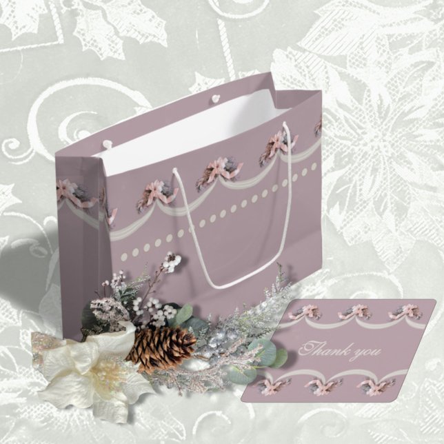 Sacola Para Presentes Grande Floresta Floral Vitoriana em Saco-Presente Rosa (Criador carregado)