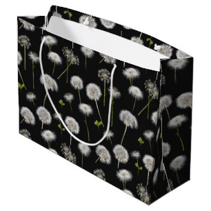 Sacola Para Presentes Grande Fluffy Dandelions Em Preto