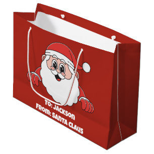 Sacola Para Presentes Grande Fofo Personalizado De Papai Noel Vermelho