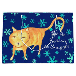 Sacola Para Presentes Grande Fofuras Quentes & Nevascas de Inverno Gato de Nata