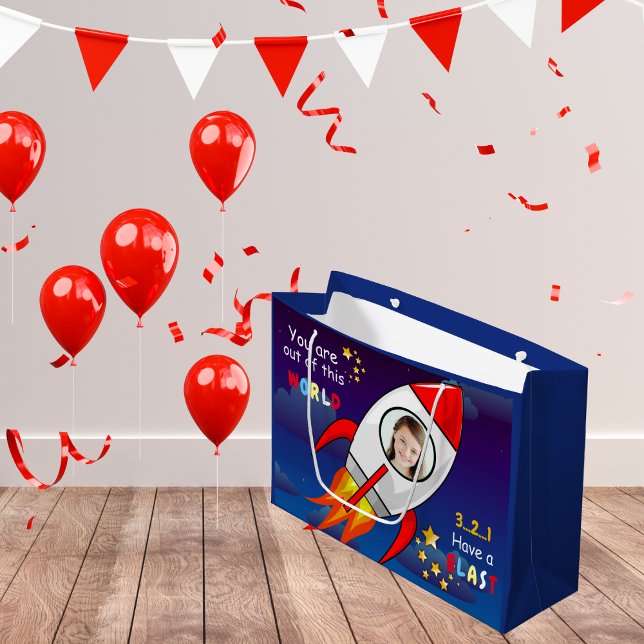 Sacola Para Presentes Grande Foguete de Foguete Exterior Bonito Explodiu Aniver (Criador carregado)