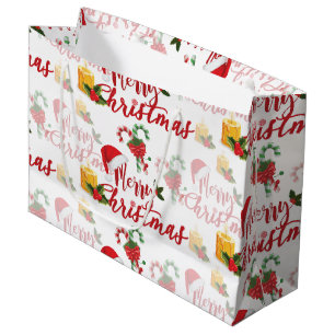 Sacola Para Presentes Grande Folha de Caligrafia Feliz de Natal