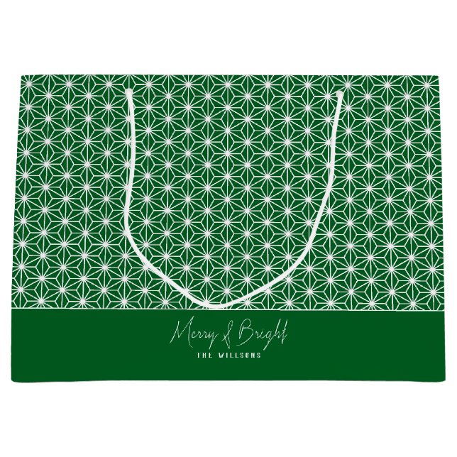 Sacola Para Presentes Grande Folha de cânhamo | ASANOHA padrão de quimono japon (Frente)