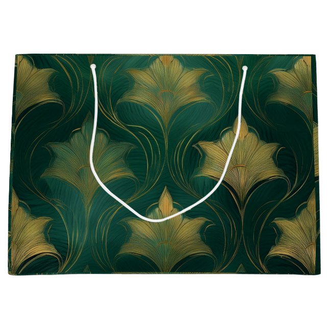 Sacola Para Presentes Grande Folha Dourada (Frente)