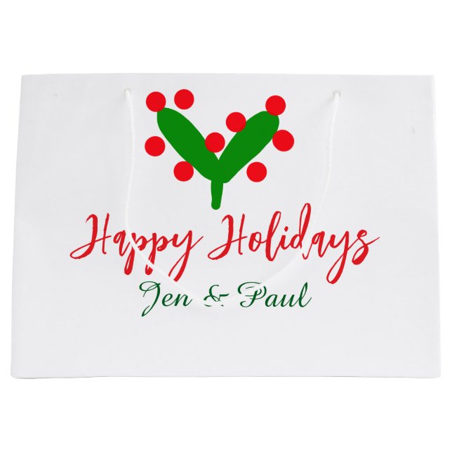 Sacola Para Presentes Grande Folha verde casal verde (Frente)