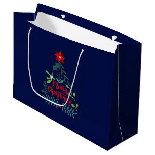 Sacola Para Presentes Grande Folhagem de Natal