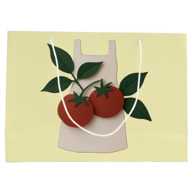 Sacola Para Presentes Grande Folhas de Foodie — Apron & Tomates (Verso)