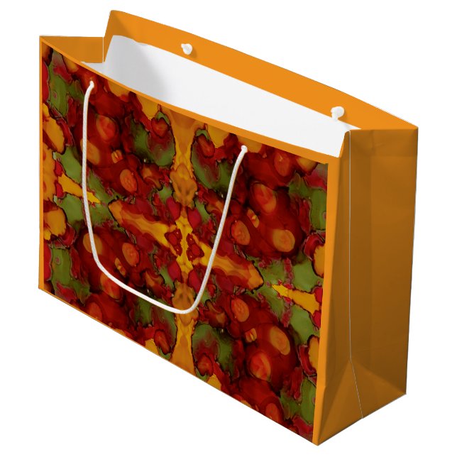 Sacola Para Presentes Grande Folhas de outono (Frente inclinada)