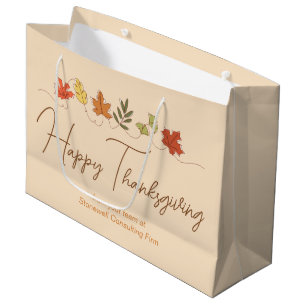 Sacola Para Presentes Grande Folhas Feliz Dia de Ação de Graças Personalizadas