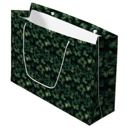 Sacola Para Presentes Grande Folhas Verde Escuro