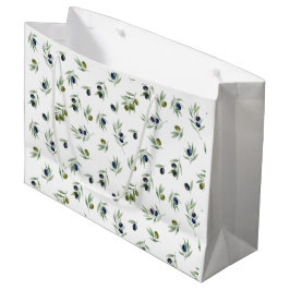 Sacola Para Presentes Grande Folhas Verde Oliva Padrão Floral Aquarela