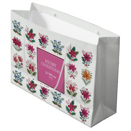Sacola Para Presentes Grande Folk Florals Christmas