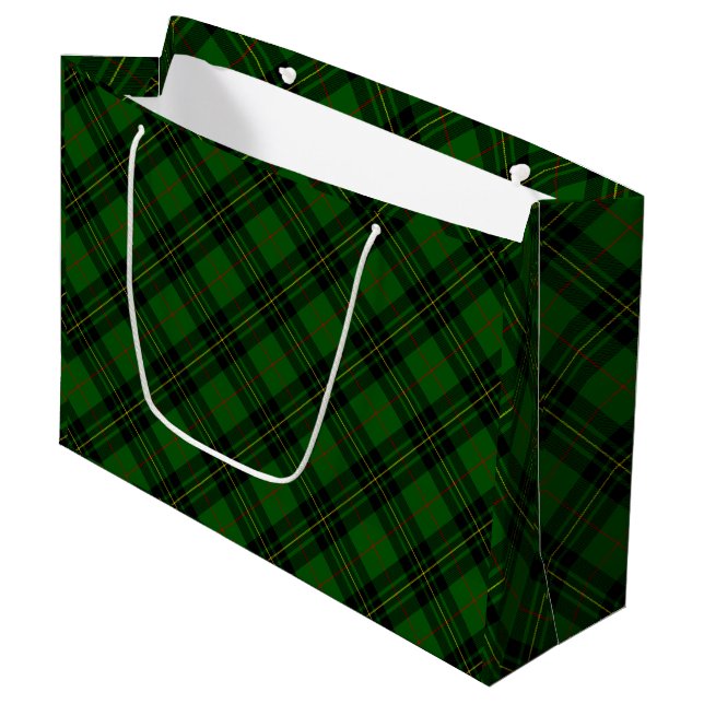 Sacola Para Presentes Grande Forbes tartan green xadrez preta (Frente inclinada)