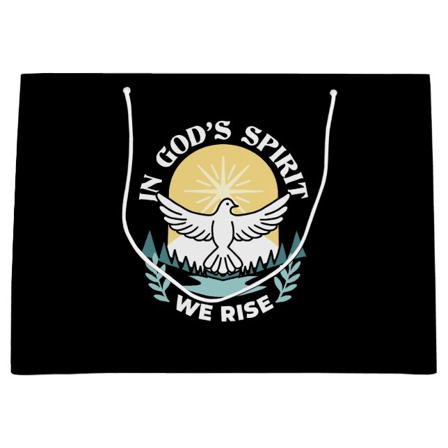 Sacola Para Presentes Grande Força Espiritual em Deus - Assustador do Cristão (Frente)