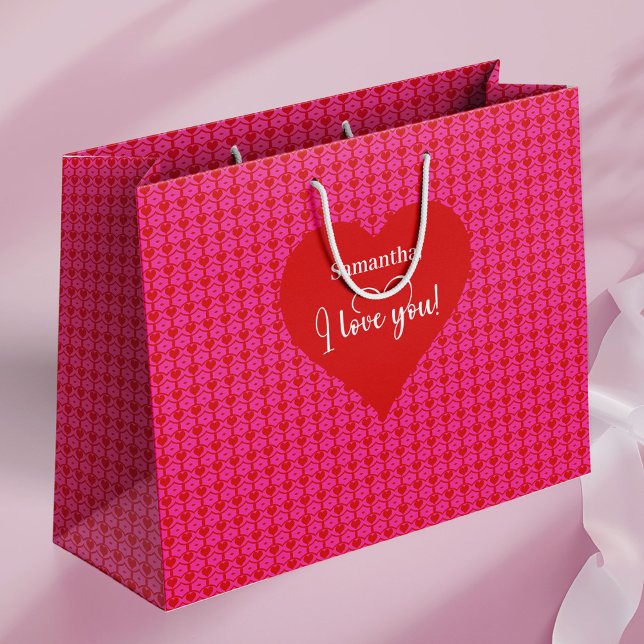 Sacola Para Presentes Grande Forever Love I Love You Text Valentine Gift Bag (Forever Love I Love You Text Valentine Gift Bag)