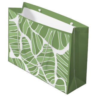 Sacola Para Presentes Grande Forma verde abstrato com barra de presentes