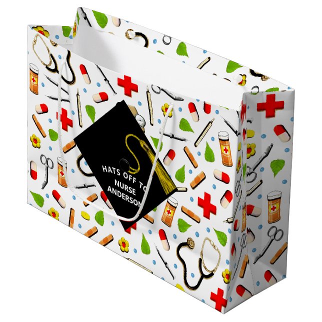 Sacola Para Presentes Grande Formando de Enfermagem Criativa (Frente inclinada)