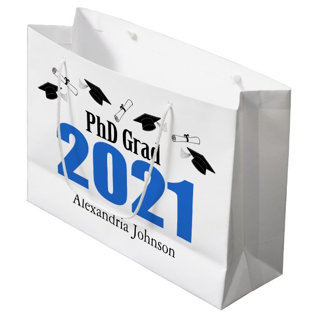 Sacola Para Presentes Grande Formando PhD 2021 - Saco de Presente de Graduação  (Frente inclinada)