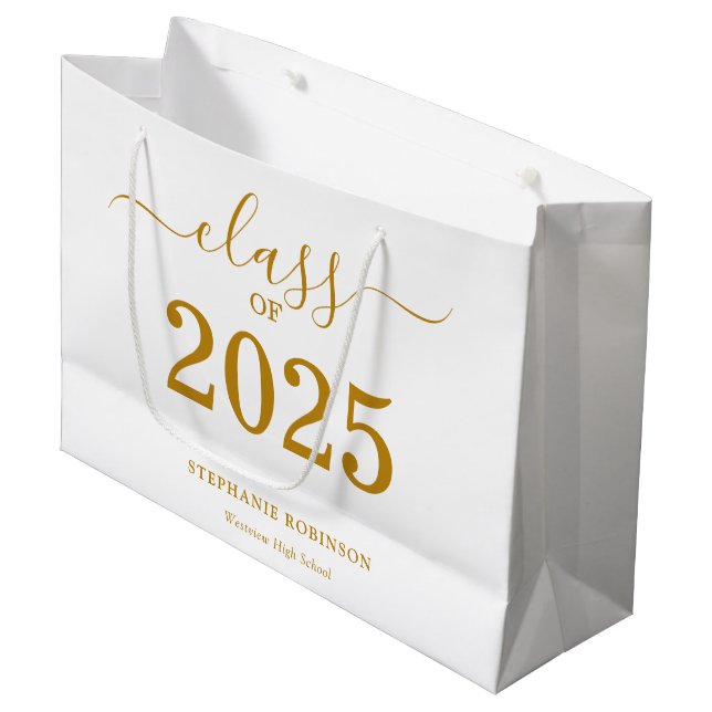 Sacola Para Presentes Grande Formatura em Letra Dourada da Turma de 2025  (Frente inclinada)