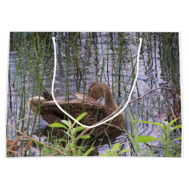 Sacola Para Presentes Grande Foto aproximada de um pato (Frente)